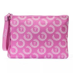 NWT PINK Victoria’s Secret Pink White Emblem Logo Top Zip Pouch Cosmetic Bag